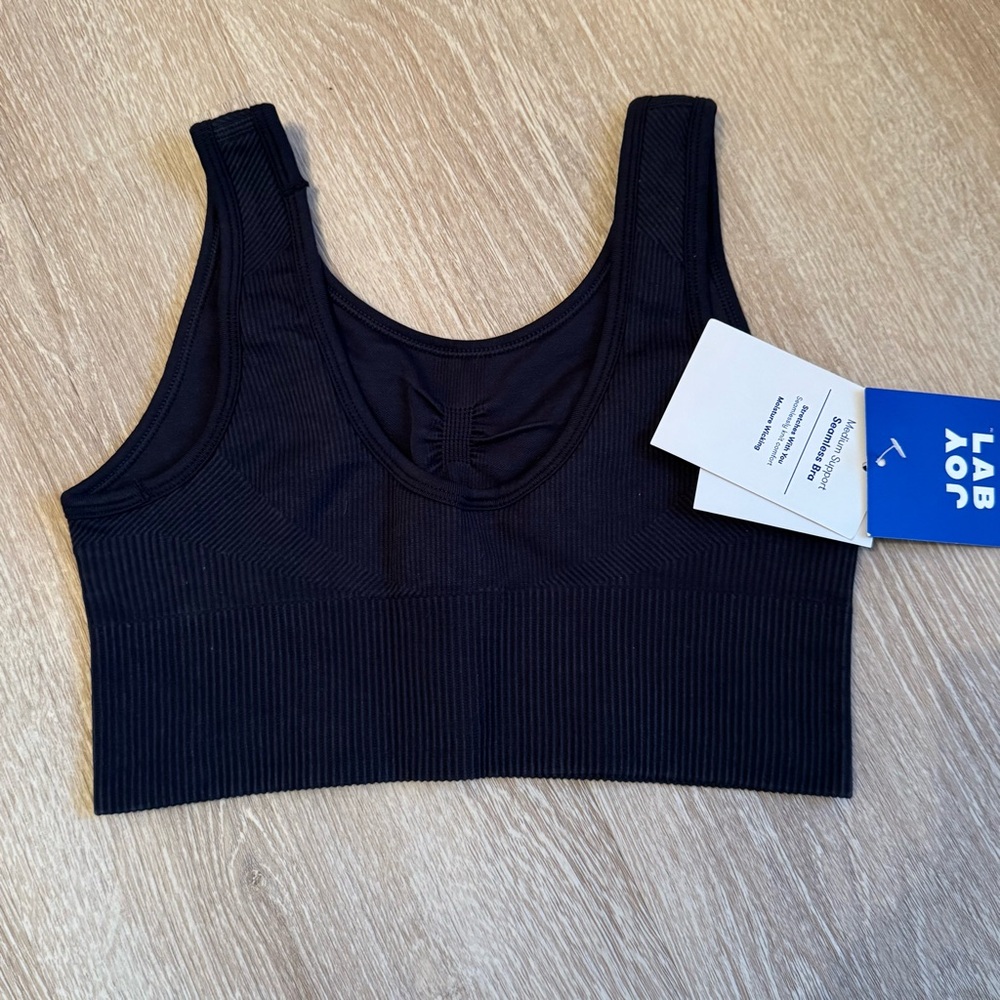 JoyLab Black Ribbed Sports Bra - Picture 3 of 3